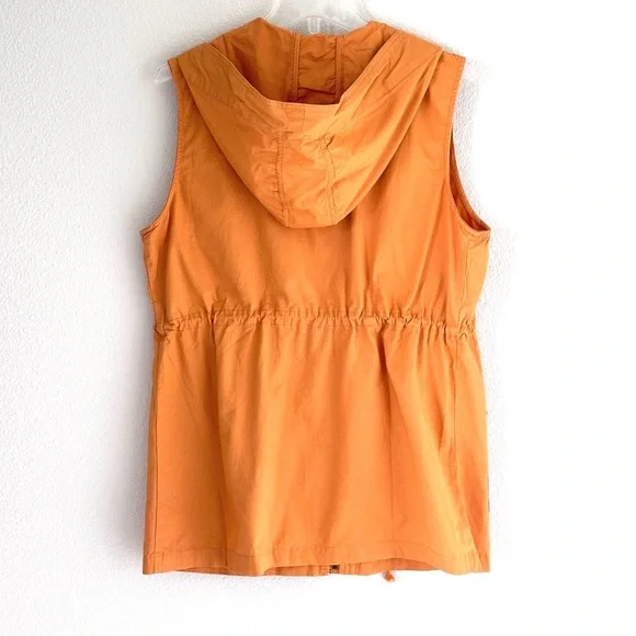 NWT Zenana Outfitters Women's Bright Orange Hooded Utility Vest - Picture 3 of 3